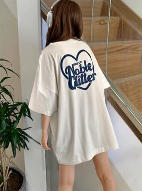 発泡ハートロゴビッグTシャツ