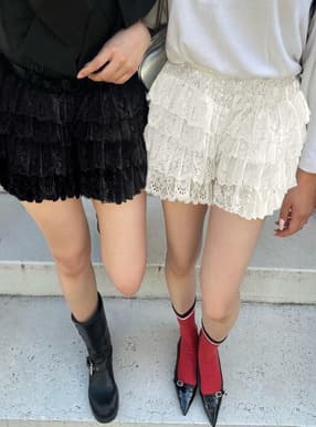 レースティアードショートパンツ