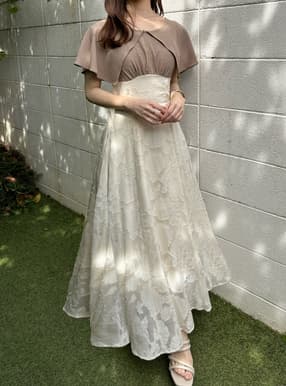花柄シアービッグカラーワンピース