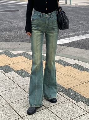 フロントラインフレアデニムパンツ