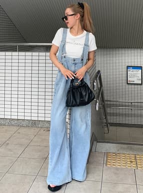 ワイドデニムオールインワン