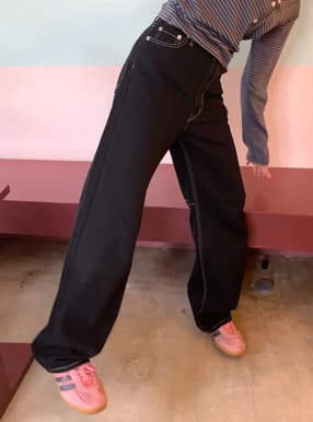 配色ステッチカービィツイルパンツ
