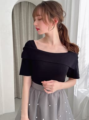 アシンメトリーニットトップス