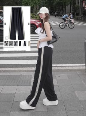 サイドラインストレートパンツ