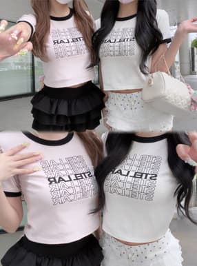 配色ロゴプリントTシャツ