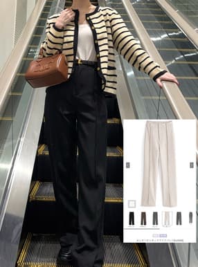 センターピンタックワイドパンツ