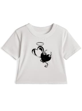 ハートプリントショート丈Tシャツ