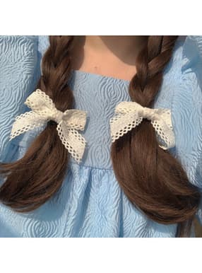 レースリボンミニヘアクリップ2点セット