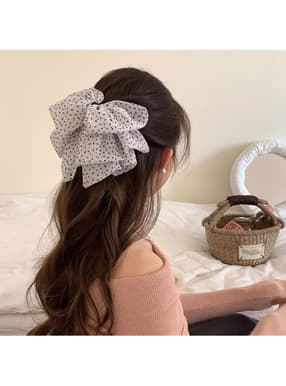 ドット柄ボリュームリボンヘアクリップ