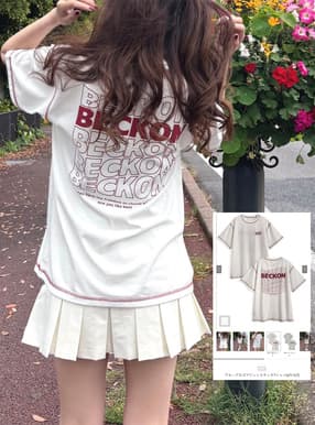 ウエーブロゴプリントステッチTシャツ