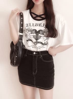 クロスバインダーエンジェルプリントTシャツ