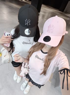 袖配色リボンTシャツ