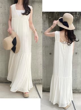 ワッシャーシフォンティアードワンピース