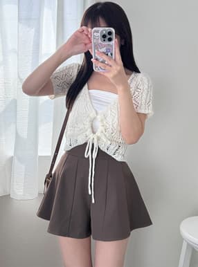 透かし編みドロストニットトップス