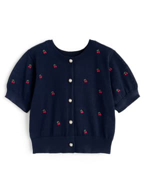 チェリー刺繍パールボタンニットカーディガン