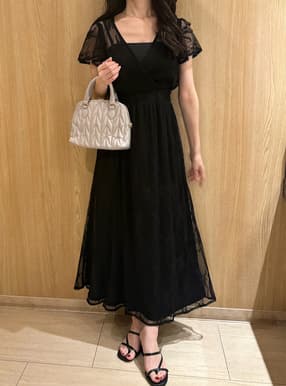花柄チュールカシュクールワンピース