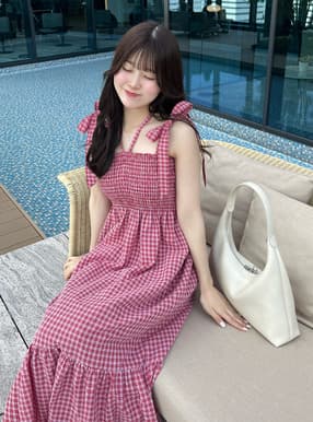 マルチWayリボンストラップチェック柄ワンピース