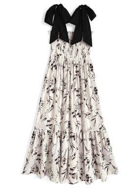 花柄ショルダーリボンワンピース