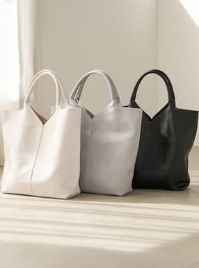 Vカットセンターピンタックトートバッグ