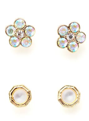 花モチーフビジューピアス2点セット