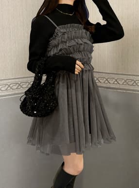 フリルチュール×ニットミニワンピースセットアップ