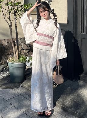 3点セット2Wayオーガンジー花柄セパレート浴衣
