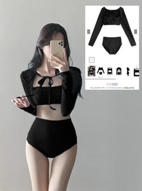 ボレロ付ギャザーハイウエストビキニ水着