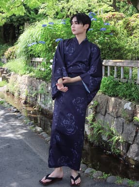 ぼかし花柄メンズ浴衣セット