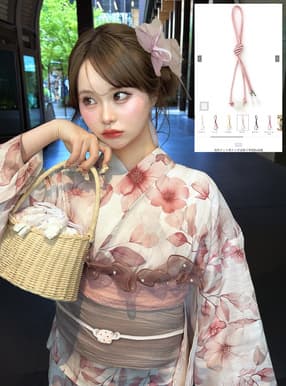 浴衣ドット柄トンボ玉飾り帯紐