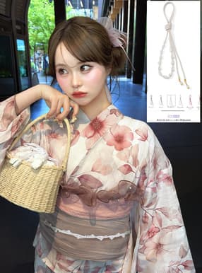 浴衣パール飾り帯紐