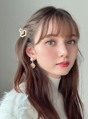 パールハートミニヘアクリップ2点セット