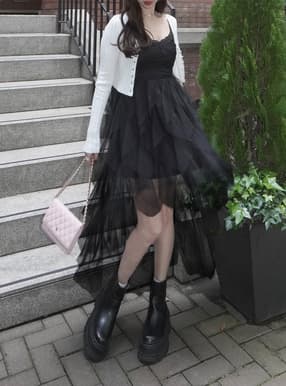 チュールフリルイレヘムキャミワンピース