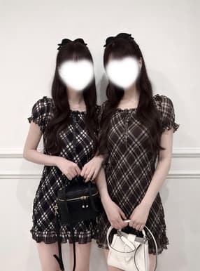 2Wayチェック柄シャーリングホルターネックミニワンピース