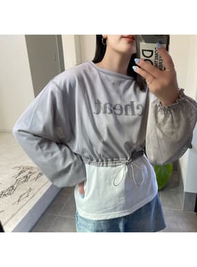 ロゴロンT×ドロストメッシュトップスアンサンブル