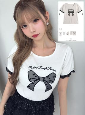 リボンロゴ刺繍Tシャツ