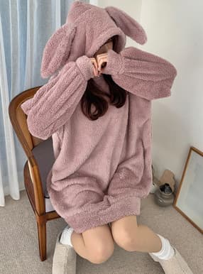 うさ耳ボアワンピースルームウェア