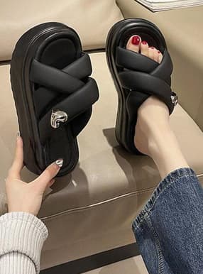 ハートクロスパテッド厚底サンダル